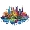 Bunte Skyline Reflektion