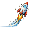 Rocket Launch Cartoon Design