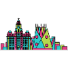 Arte dell'edificio Royal Liver Skyline della città di Liverpool