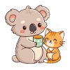 Koala and Cat Cute Coffee