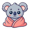 Kawaii Koala Wrapped in Pink Sheet
