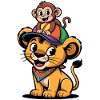 Petit Lion avec Compagnon Singe