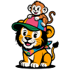 Cute Lion and Monkey – Best Friends