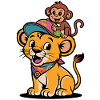 Lion et Singe mignons – Meilleurs amis