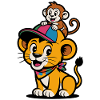 Cute Lion and Monkey – Best Friends