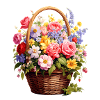 Wicker basket with spring flowers
