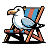 Seagull on beach lounger