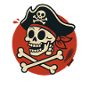 Pirate skull with bone