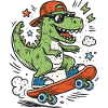 Crocodile on skateboard wearing cap