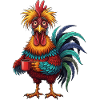 Vivid Rooster with Coffee Cup