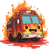 Kawaii Fire Truck Flames