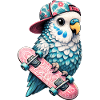 Cooler Skateboard-Vogel mit Cap – Streetstyle Desi