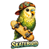 Skatebird – Tropical Parrot with Skateboard & Ca
