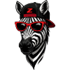Cooles Zebra mit Cap und Sonnenbrille 