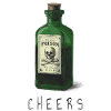 Green poison bottle with skull