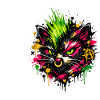 Neon Cat Graffiti Splatter