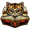 Kitten with glasses reading