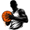 Basketball player with ball