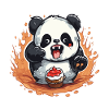 Panda Fire Cupcake Cartoon