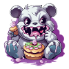 Cute panda monster with candy