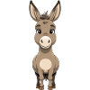 Cuddly cartoon donkey with big eyes