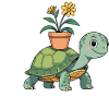 Little turtle with plant pot