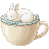 Sleeping rabbit in a cup