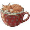 Sleeping cat in Christmas mug