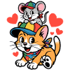 Cat and Mouse Friendship with Heart