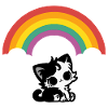 Goth Cat under the Rainbow Motif