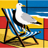 Seagull on Beach Chair Pop Art