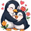 Cuddly Penguin Heart Duo