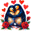 Les manchots aquarelles de l’amour