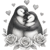 Love Duo Penguin Roses