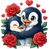 Togetherness Penguins Rose Heart