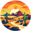 Desert Path Sunset Desert Landscape Motif