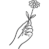 Linienhand mit Blume