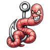 Angry Worm on the Hook – Cartoon Design
