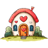 Heart House Cartoon Love
