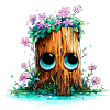 Waldstumpf mit Blütenaugen