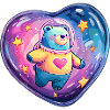 Heart Planet Bear in Spacesuit