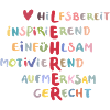 Farbenfrohe Werte Collage – Hilfsbereit