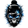 Skull Snowboarder with Beanie and Goggles