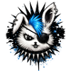 Punk rabbit with mohawk and eyepatch