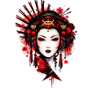 Mystical geisha in red art style