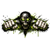 Aggressive Biker Skull with Green Energy