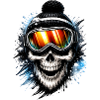 Skull snowboarder with snowboard goggles