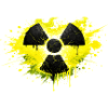 Radioactive warning symbol in splash design