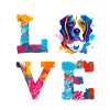Beagle Love buntes Pop-Art-Hundedesign