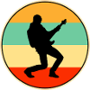 Retro Guitarist Rock Star Sunset Silhouette